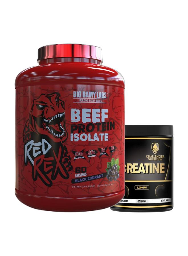 مختبرات رامي الكبرى REDREX Beef Isolate Black Currant 4LB + Challenger Creatine 300g Bundle - Image 2